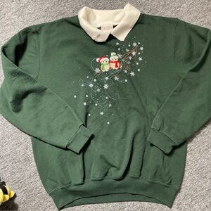 Vintage Stitch By Morning Sun Women’s Christmas Sweatshirt Owls Snowflakes Sz L